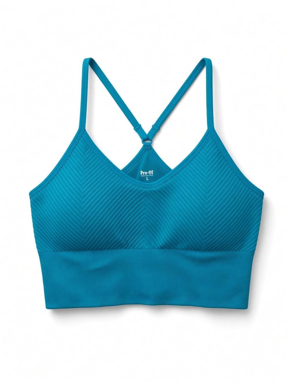 Pro-Fit Teal Ribbed V-Back Sports Bralette
